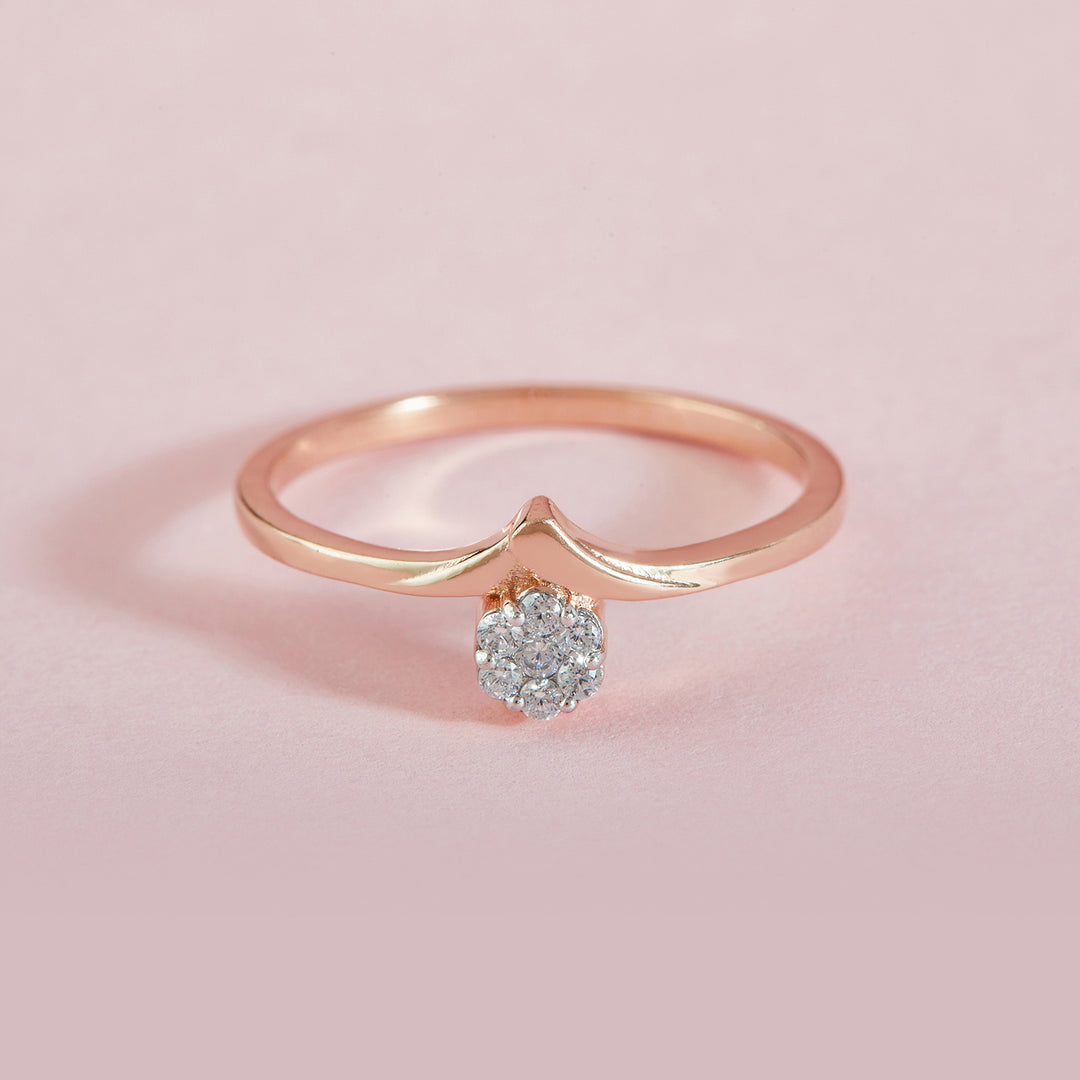 Modern Floral Gold and Lab Grown Diamond Ring