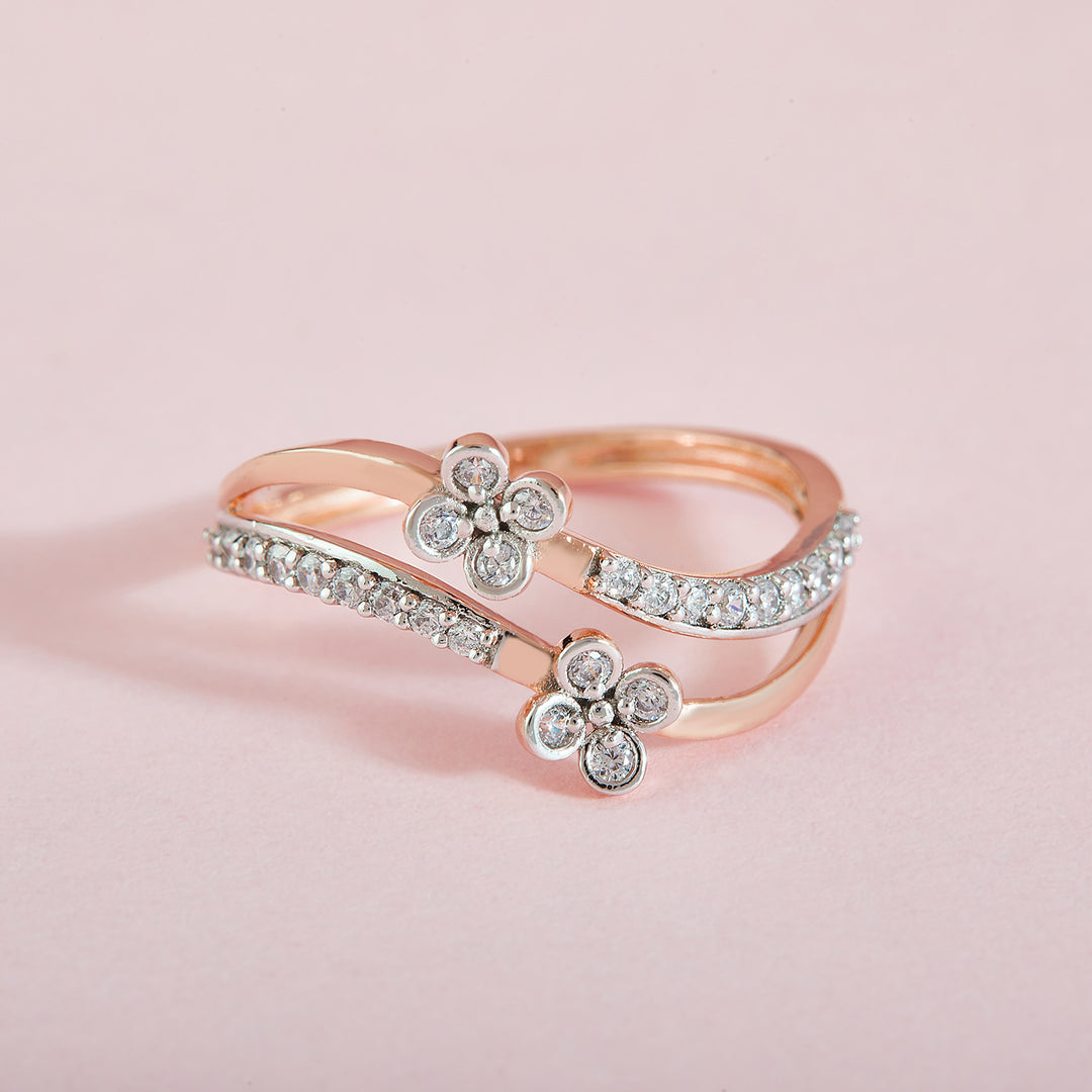 Two Little Floral Lab Grown Diamond Ring